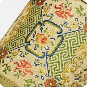Song Brocade Leather Bucket Cylinder Bag - SinoCultural -- P120617