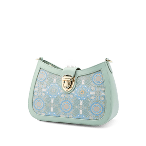 Song Brocade Leather Green Shoulder Bag Badayun Pattern - SinoCultural -- FJ270038-2
