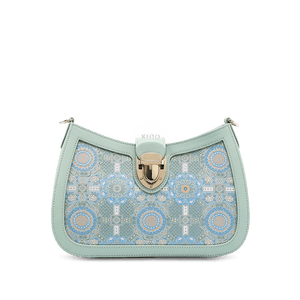 Song Brocade Leather Green Shoulder Bag Badayun Pattern - SinoCultural -- FJ270038-2