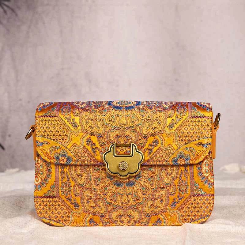Song Brocade Leather Luxurious Clutch Handbag - SinoCultural -- W2144-4