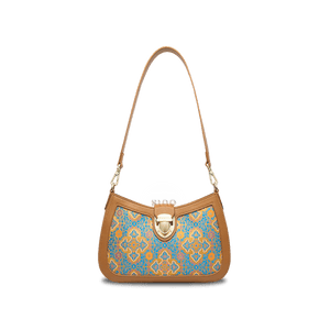 Song Brocade Leather Shoulder Underarm Bag Four Harmonies and Ruyi Pattern - SinoCultural -- P270038