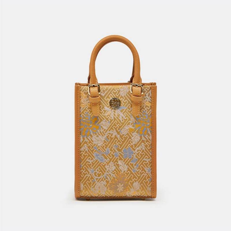 Song Brocade Mulberry Silk Retro Shoulder Handbag - SinoCultural -- P120639