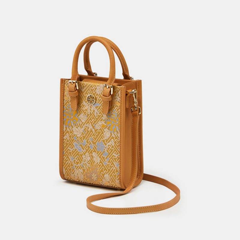 Song Brocade Mulberry Silk Retro Shoulder Handbag - SinoCultural -- P120639