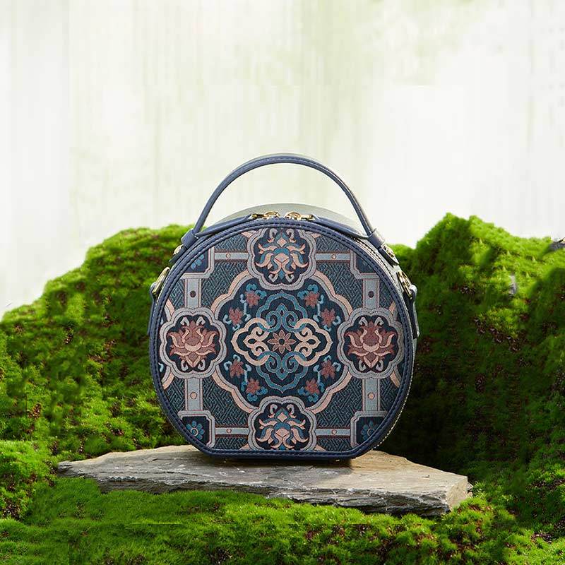 Song Brocade Silk Vintage Round Bag - SinoCultural -- P12065502DB