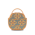 Song Brocade Brown Handheld Round Bag Four Harmonies and Ruyi Pattern - SinoCultural -- P12065502
