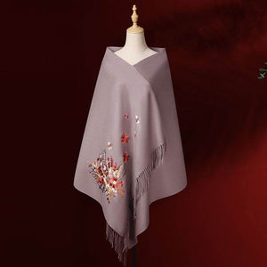 Handcrafted Su Embroidery Cashmere Scarf Luxury Gift Box 200x70cm - SinoCultural -- HYFSJ013-3