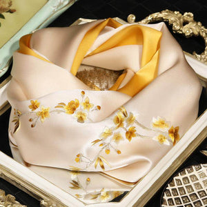 Handcrafted Embroidery Silk Scarf Luxurious 16 Momme Design 155x35cm - SinoCultural -- HYFSJ001-2