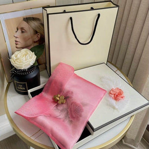 Handmade Su Embroidery 16 Momme Silk Scarf Peony 155x35cm - SinoCultural -- HYFSJ024