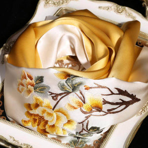 Handcrafted Suzhou Embroidery 100% Mulberry Silk Scarf 155x35 cm - SinoCultural -- HYFSJ006-1
