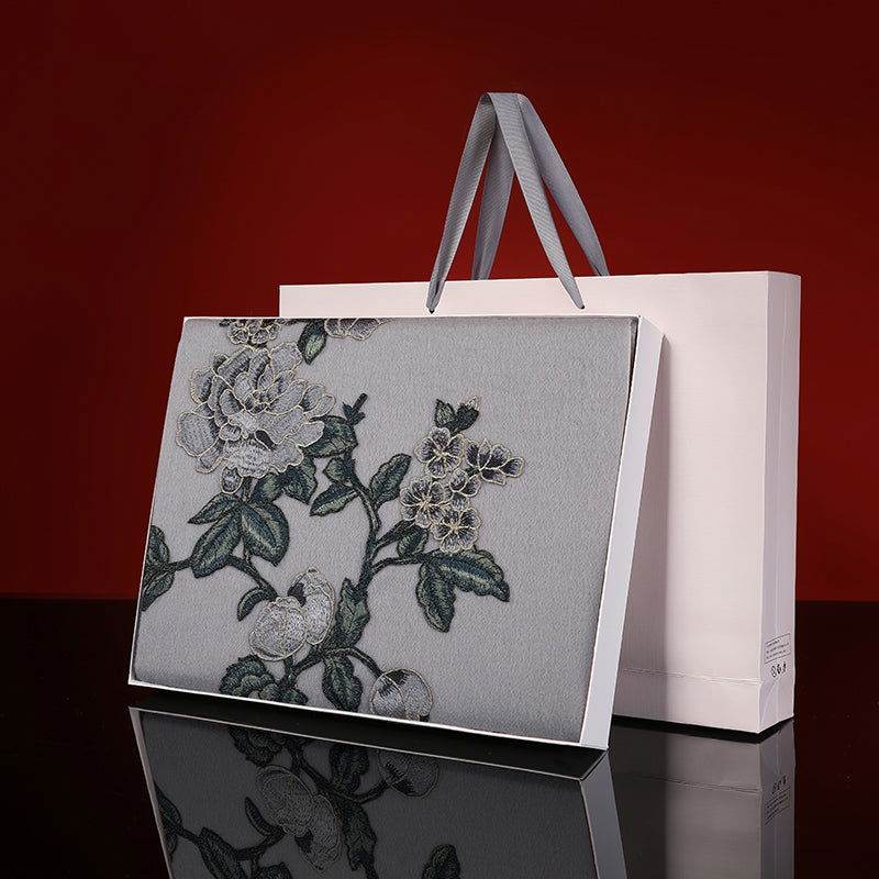 Handcrafted Su Embroidery Cashmere Scarf Premium Quality 200x60cm - SinoCultural -- HYFSJ012-1