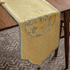 Chinoiserie Traditional Golden Autumn Table Runner - SinoCultural -- TR014Y160