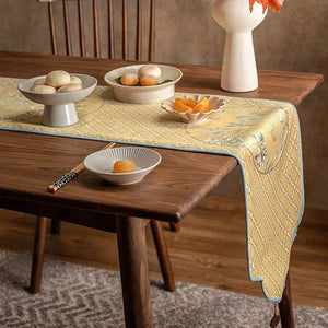 Chinoiserie Traditional Golden Autumn Table Runner - SinoCultural -- TR014Y160