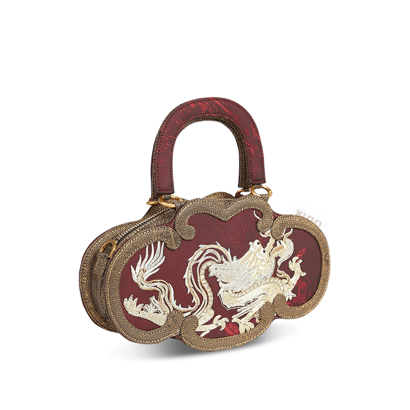 Ultra-Light Ruyi Loong Embroidery Handbag – Recycled Fabric with Hualuo Silk 205g - SinoCultural -- GD1211