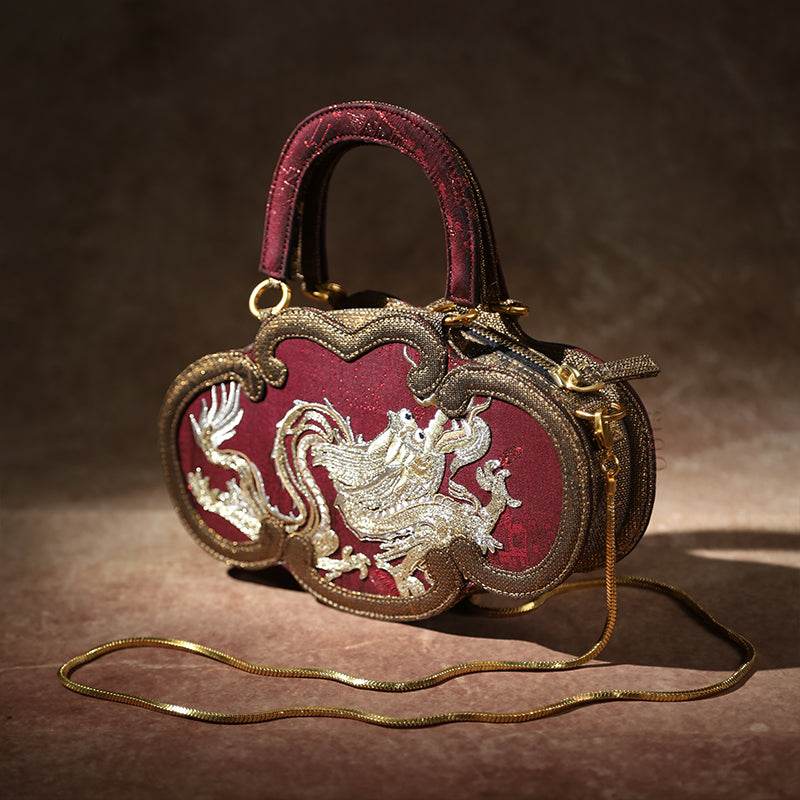 Ultra-Light Ruyi Loong Embroidery Handbag – Recycled Fabric with Hualuo Silk 205g - SinoCultural -- GD1211