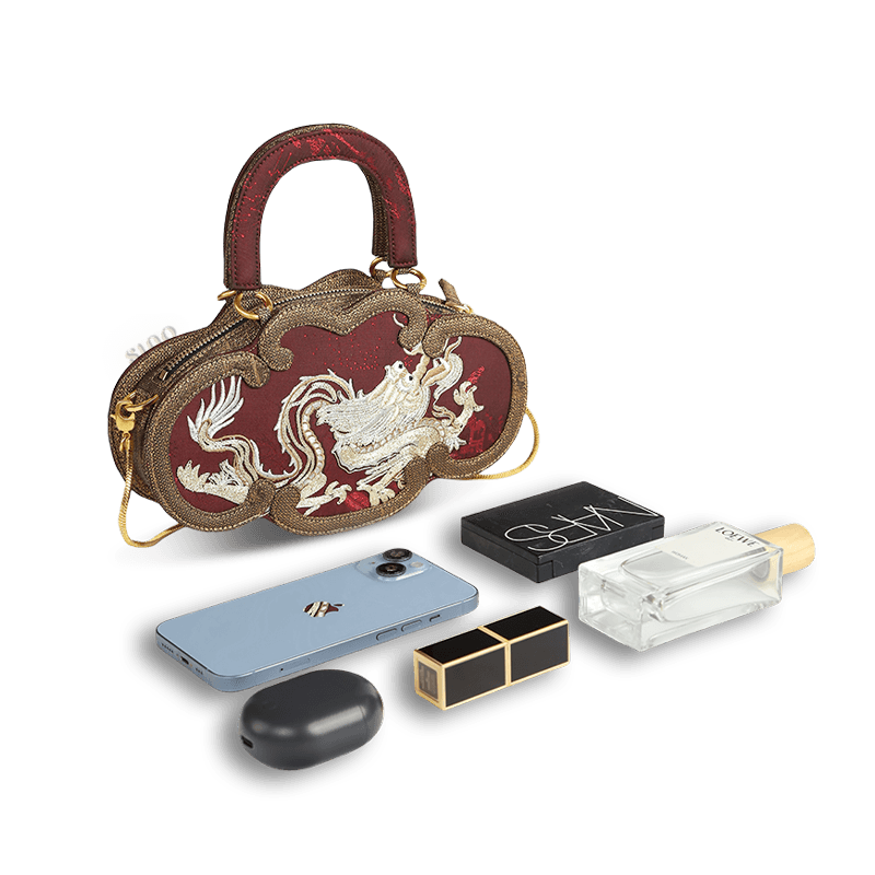 Ultra-Light Ruyi Loong Embroidery Handbag – Recycled Fabric with Hualuo Silk 205g - SinoCultural -- GD1211