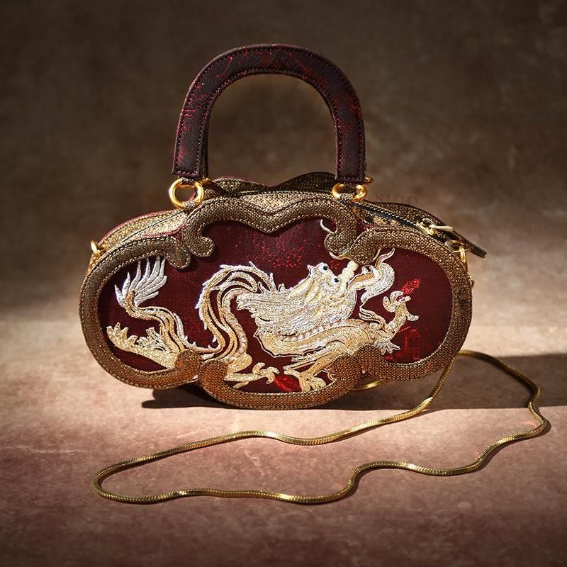 Ultra-Light Ruyi Loong Embroidery Handbag – Recycled Fabric with Hualuo Silk 205g - SinoCultural -- GD1211