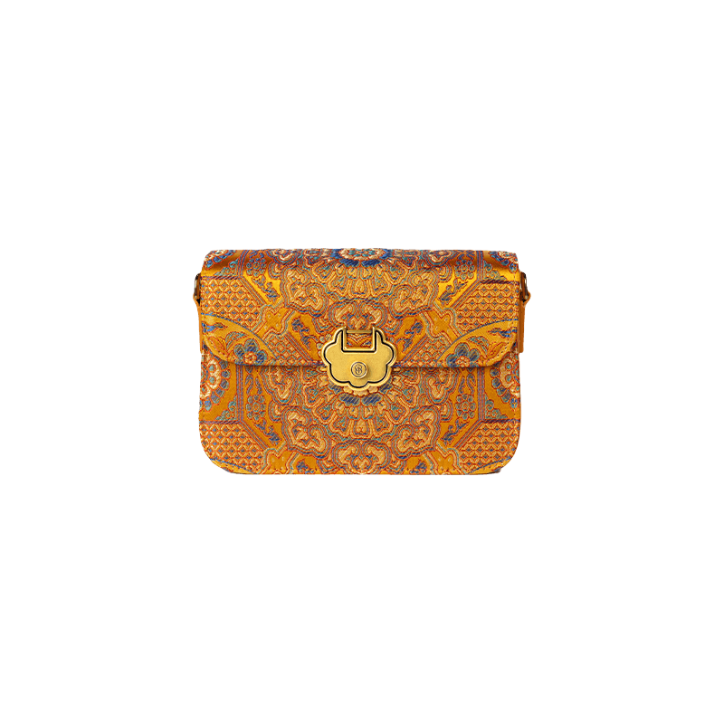 Song Brocade Leather Luxurious Clutch Handbag - SinoCultural -- W2144-4