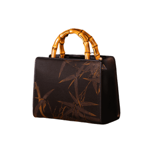Xiangyunsha Silk Chinese Style Black Bamboo Handle Retro Handbag - SinoCultural -- W4189-2