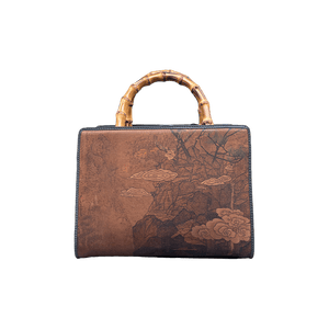 Xiangyunsha Silk Chinese Style Retro Bamboo Handle Tote Handbag - SinoCultural -- W4189-1