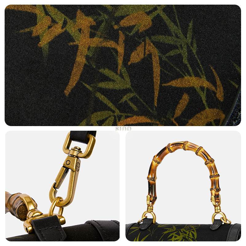 Xiangyunsha Print Crossbody Bamboo Handle Bag for Women - SinoCultural -- P110607