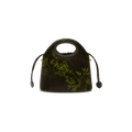 Xiangyunsha Silk Bamboo Black Drawstring Bucket Bag - SinoCultural -- YS120670-1