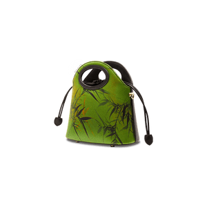 Xiangyunsha Silk Bamboo Green Drawstring Bucket Bag - SinoCultural -- YS120670-2