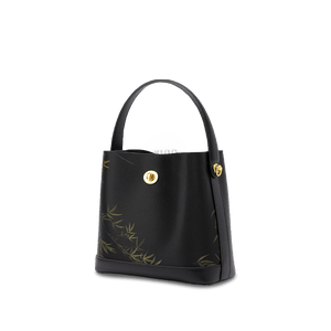 Xiangyunsha Silk Bamboo Print Crossbody Bucket Bag - SinoCultural -- YS120757