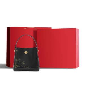 Xiangyunsha Silk Bamboo Print Crossbody Bucket Bag - SinoCultural -- YS120757
