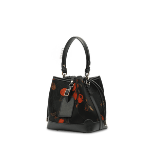 Xiangyunsha Silk Leather Printed Persimmon Bucket Bag - SinoCultural -- YS220680