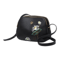 Embroidery Leather Shoulder Bag Black Lotus Handbag - SinoCultural -- YC383R1
