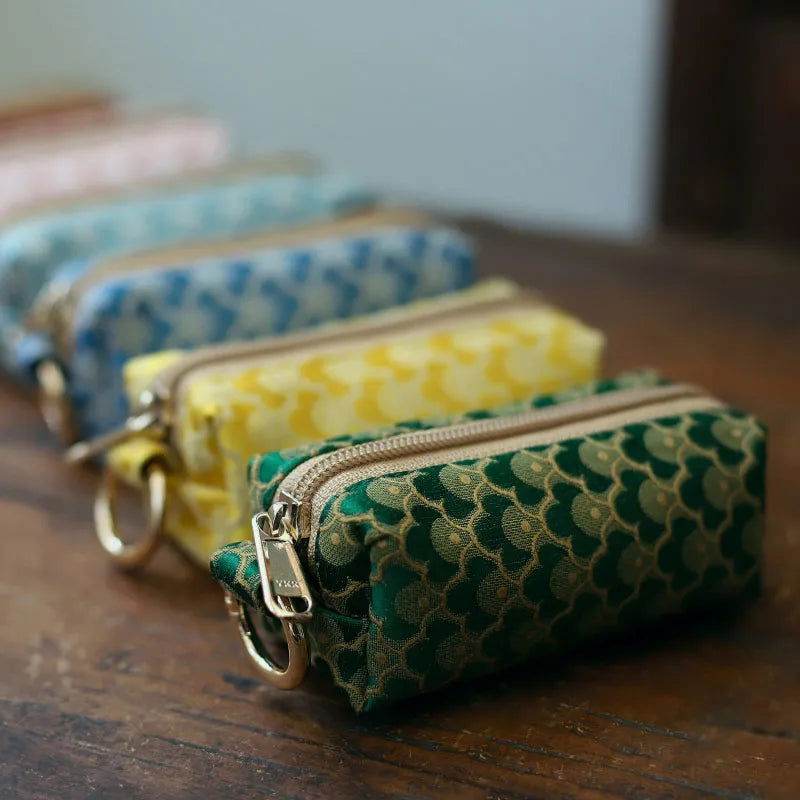 Yunjin Fabric Coin and Key Holder Mini Pouch Wallet - SinoCultural -- PWCD188-2