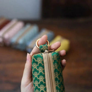 Yunjin Fabric Coin and Key Holder Mini Pouch Wallet - SinoCultural -- PWCD188-2