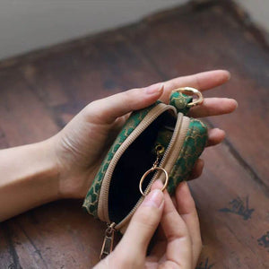 Yunjin Fabric Coin and Key Holder Mini Pouch Wallet - SinoCultural -- PWCD188-2