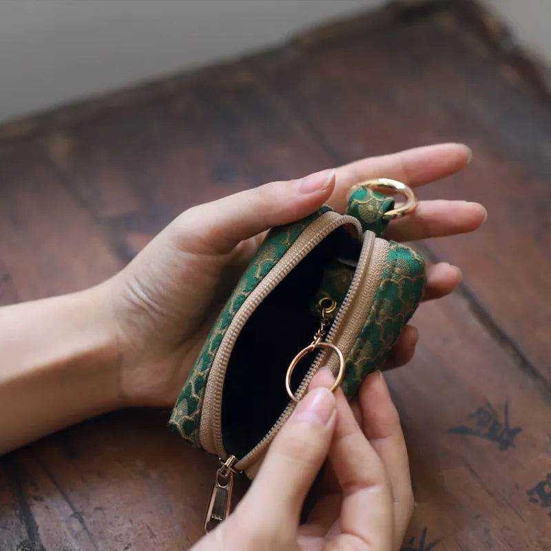 Yunjin Fabric Coin and Key Holder Mini Pouch Wallet - SinoCultural -- PWCD188-2