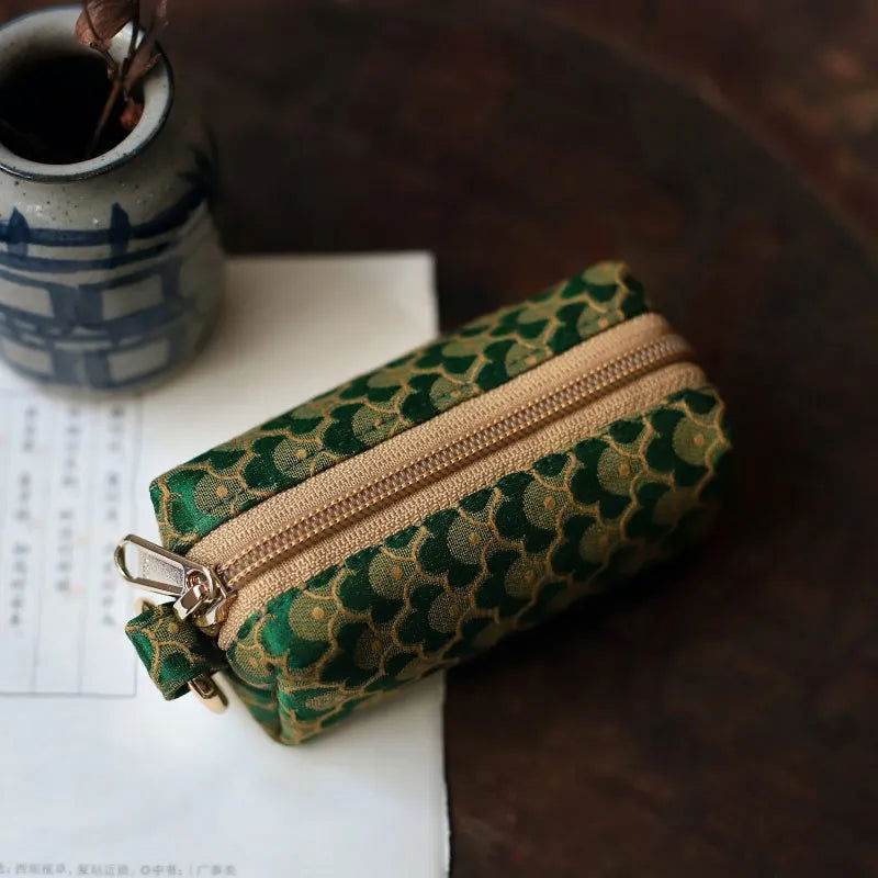 Yunjin Fabric Coin and Key Holder Mini Pouch Wallet - SinoCultural -- PWCD188-2