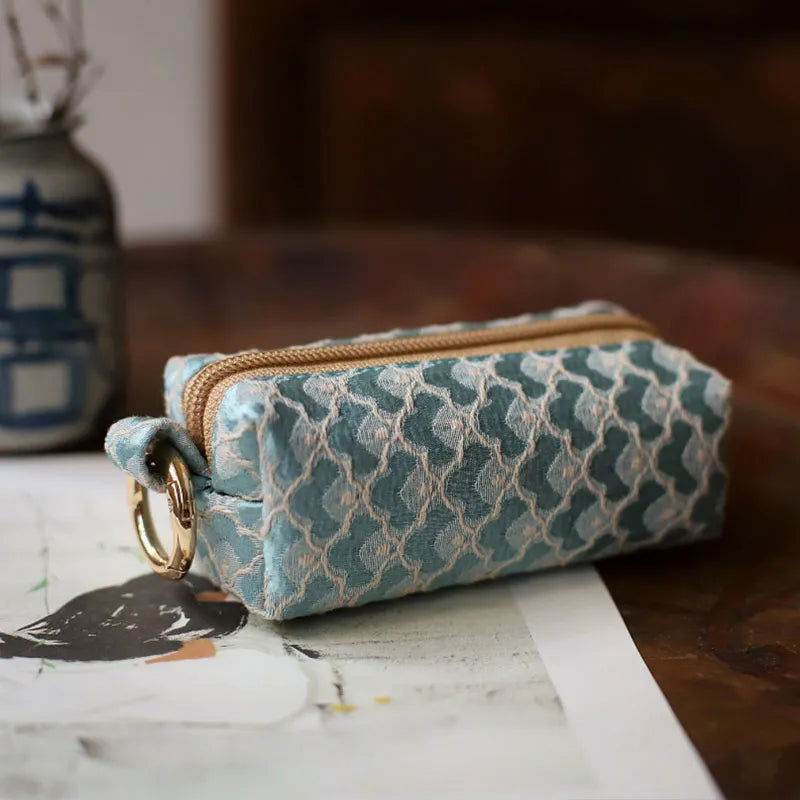 Yunjin Fabric Coin and Key Holder Mini Pouch Wallet - SinoCultural -- PWCD188-2