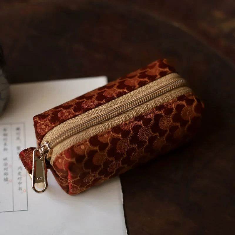 Yunjin Fabric Coin and Key Holder Mini Pouch Wallet - SinoCultural -- PWCD188-2