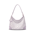 Zhuang Brocade Leather Shoulder Bag Tote Bag Romantic Purple - SinoCultural -- FJ220679