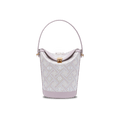 Zhuang Brocade Leather Bucket Crossbody Bag Romantic Purple - SinoCultural -- FJ120768