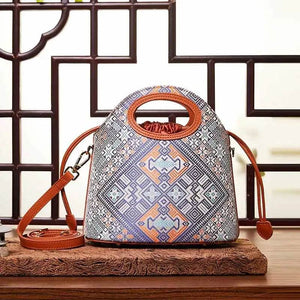 Zhuang Brocade Vintage Drawstring Bucket Bag - SinoCultural -- FJ120670