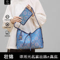 Tan Xiangguang Famous Zhuang Brocade Bag New Chinese Style National Style Tote Bag Genuine Leather High-end Sense Deep Blue Fashion Mother and Child Bag