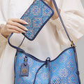 Tan Xiangguang Famous Zhuang Brocade Bag New Chinese Style National Style Tote Bag Genuine Leather High-end Sense Deep Blue Fashion Mother and Child Bag