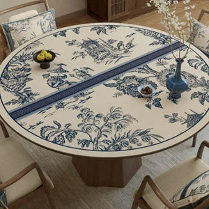 Chinoiserie Blue and White PVC Round Table Mat - SinoCultural -- TM018A50