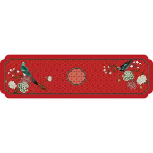 Chinoiserie Royal Red Festive Leather Tea Table Mat - SinoCultural -- TM039A15