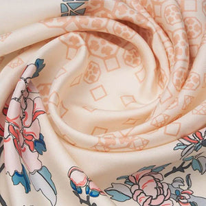 100% Mulberry Silk Jiangnan Bloom Silk Square Scarf 68 x 68 Cm - SinoCultural -- SS021-1
