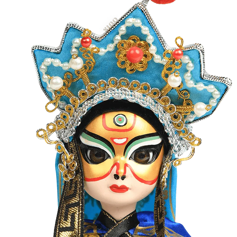 6-Inch Vintage Chinese Dolls - Handcrafted Sichuan Opera Face-Changing Yellow Art - SinoCultural -- QQ0666