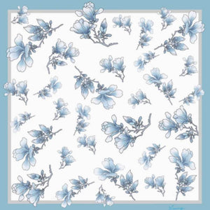 Mulberry Silk 16 Momme Square Scarf Magnolia Blossom Design 68 x 68 Cm - SinoCultural -- SS019-1