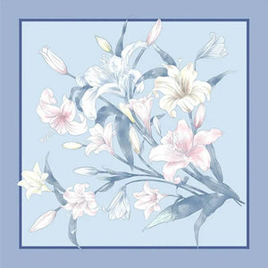 100% Mulberry Silk Summer Lily Square Scarf 70 x 70 Cm - SinoCultural -- SS024-1