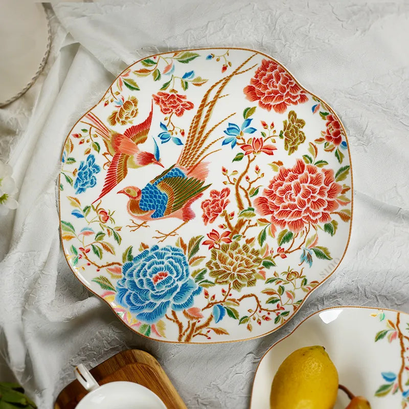 Bone china square plate lying flat on table.