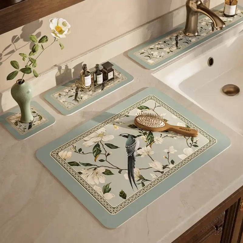 Chinoiserie Kitchen & Bathroom Counter Leather Placemat - SinoCultural -- TM047A1414